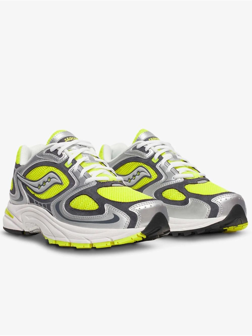 Saucony Men’s Neon Yellow & Silver Mesh Running Sneakers